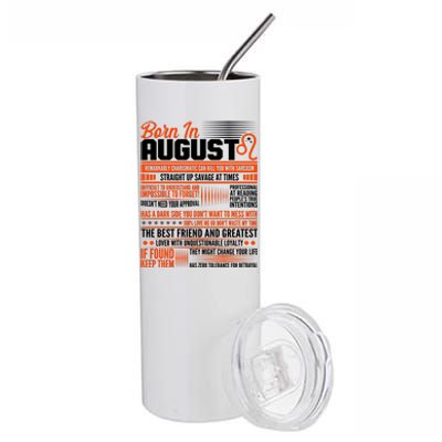 Born In August Leo Birthday Zodiac Stainless Steel Tumbler