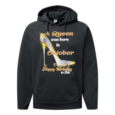 Born In October Birthday Queen Performance Fleece Hoodie