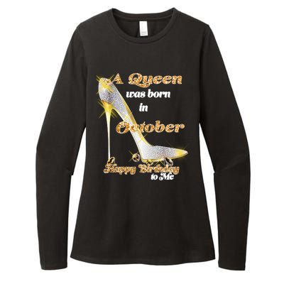 Born In October Birthday Queen Womens CVC Long Sleeve Shirt