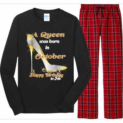 Born In October Birthday Queen Long Sleeve Pajama Set