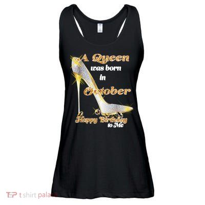 Born In October Birthday Queen Ladies Essential Flowy Tank