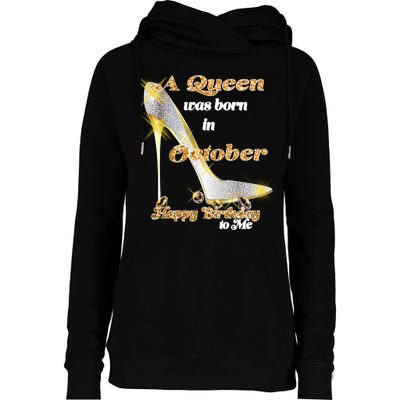 Born In October Birthday Queen Womens Funnel Neck Pullover Hood