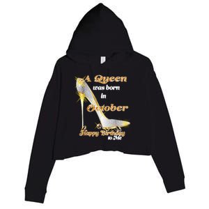 Born In October Birthday Queen Crop Fleece Hoodie