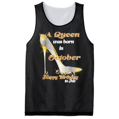 Born In October Birthday Queen Mesh Reversible Basketball Jersey Tank