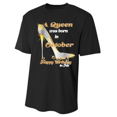 Born In October Birthday Queen Performance Sprint T-Shirt