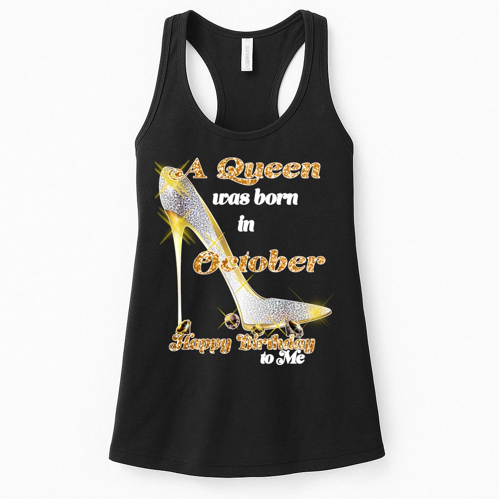 Born In October Birthday Queen Womens Tank Top
