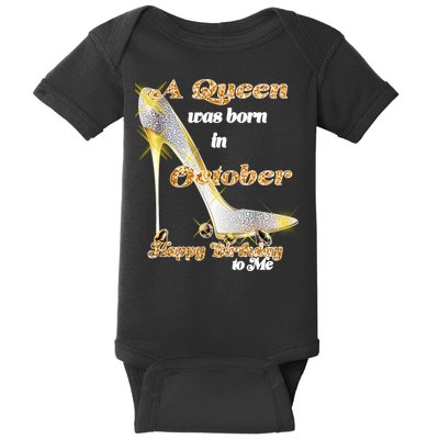 Born In October Birthday Queen Baby Bodysuit
