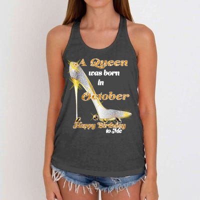 Born In October Birthday Queen Women's Knotted Racerback Tank