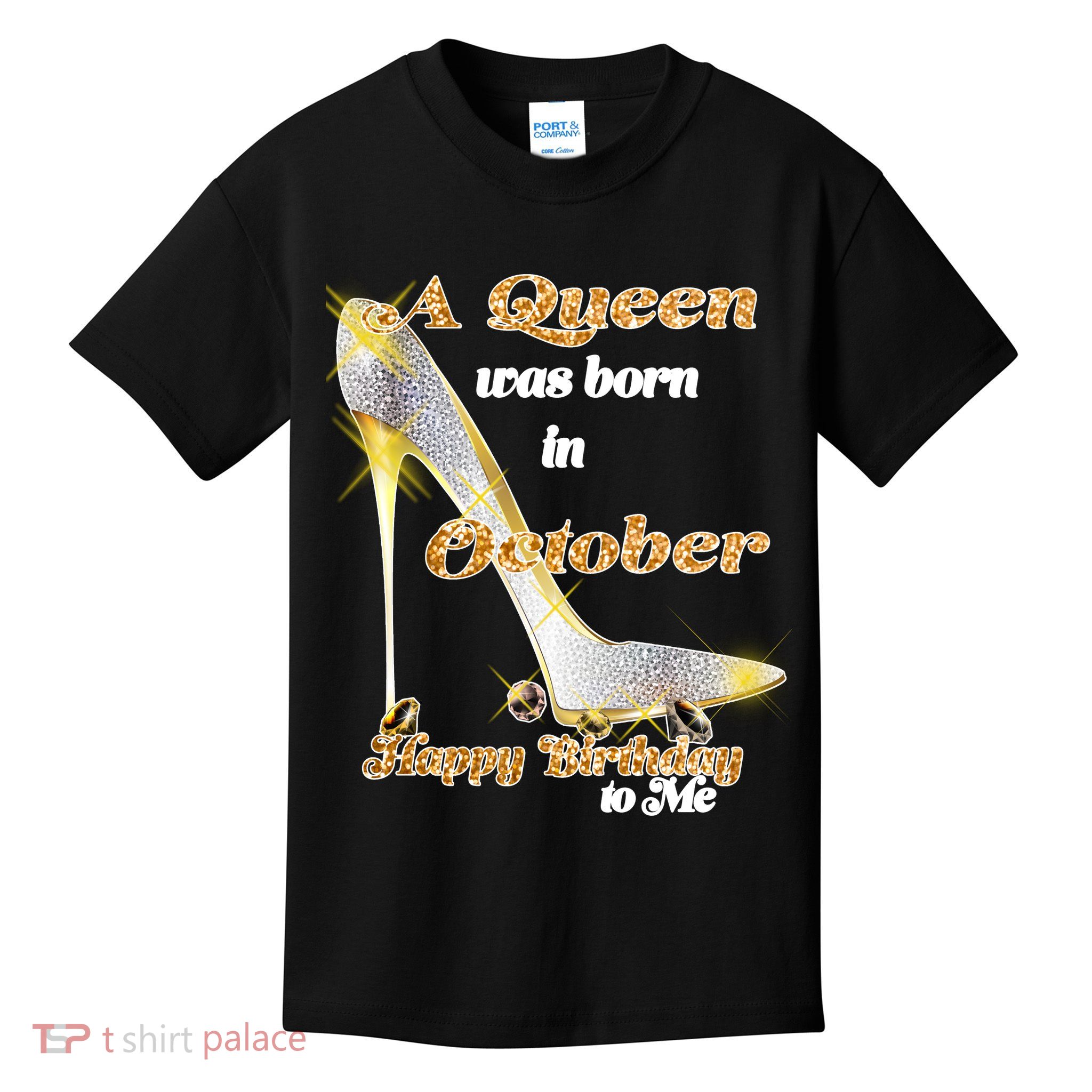 Born In October Birthday Queen Kids T-Shirt