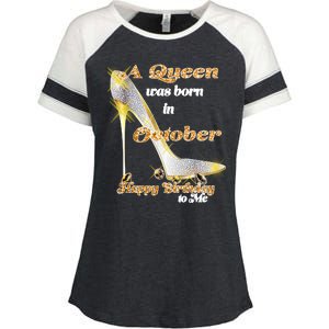 Born In October Birthday Queen Enza Ladies Jersey Colorblock Tee