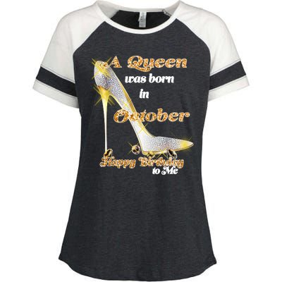 Born In October Birthday Queen Enza Ladies Jersey Colorblock Tee