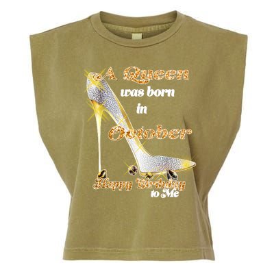 Born In October Birthday Queen Garment-Dyed Women's Muscle Tee