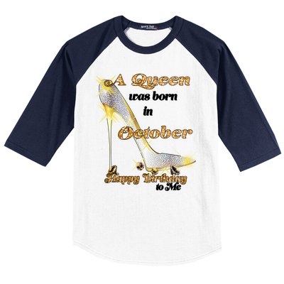 Born In October Birthday Queen Baseball Sleeve Shirt