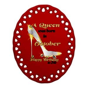 Born In October Birthday Queen Ceramic Oval Ornament