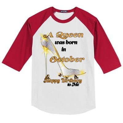 Born In October Birthday Queen Kids Colorblock Raglan Jersey