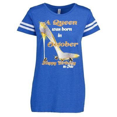 Born In October Birthday Queen Enza Ladies Jersey Football T-Shirt