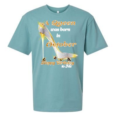 Born In October Birthday Queen Sueded Cloud Jersey T-Shirt