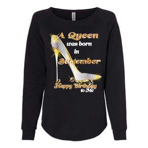 Born In September Birthday Queen Womens California Wash Sweatshirt