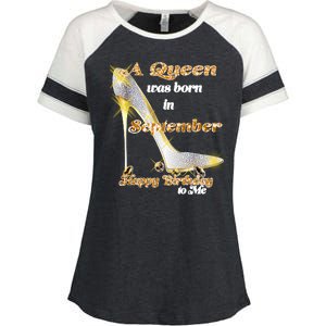 Born In September Birthday Queen Enza Ladies Jersey Colorblock Tee