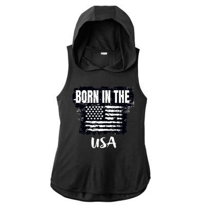 Born In The USA Ladies PosiCharge Tri-Blend Wicking Draft Hoodie Tank