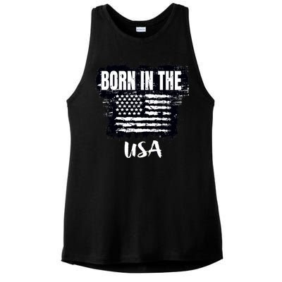 Born In The USA Ladies PosiCharge Tri-Blend Wicking Tank