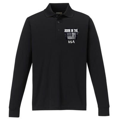 Born In The USA Performance Long Sleeve Polo