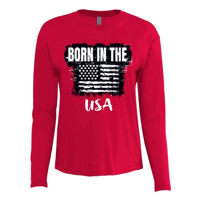 Born In The USA Womens Cotton Relaxed Long Sleeve T-Shirt