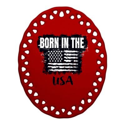 Born In The USA Ceramic Oval Ornament