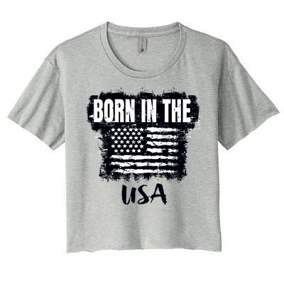 Born In The USA Women's Crop Top Tee