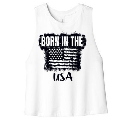 Born In The USA Women's Racerback Cropped Tank