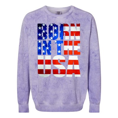 Born In The USA Flag Colorblast Crewneck Sweatshirt