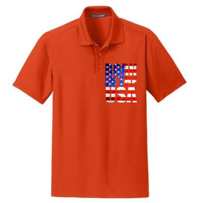 Born In The USA Flag Dry Zone Grid Polo