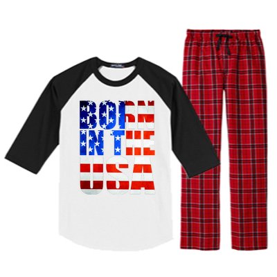 Born In The USA Flag Raglan Sleeve Pajama Set