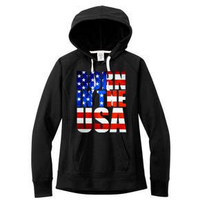 Born In The USA Flag Women's Fleece Hoodie