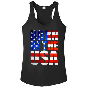 Born In The USA Flag Ladies PosiCharge Competitor Racerback Tank