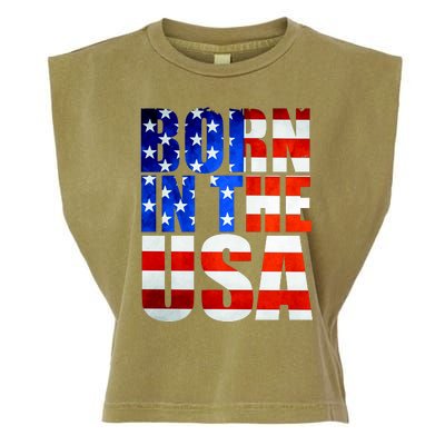 Born In The USA Flag Garment-Dyed Women's Muscle Tee