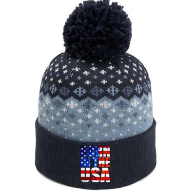 Born In The USA Flag The Baniff Cuffed Pom Beanie