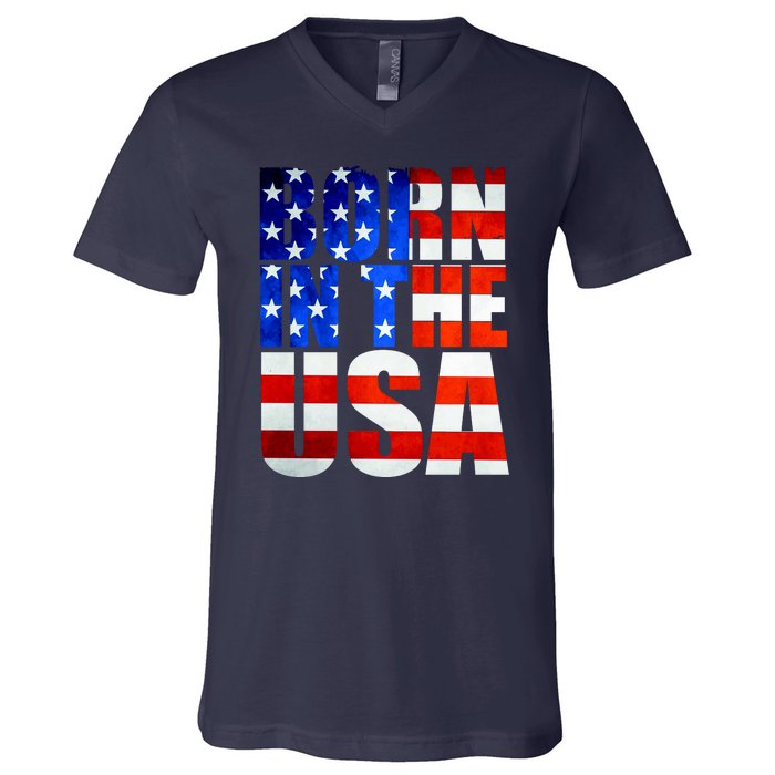 Born In The USA Flag V-Neck T-Shirt