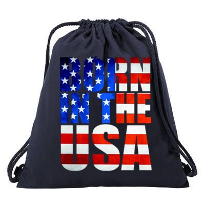 Born In The USA Flag Drawstring Bag