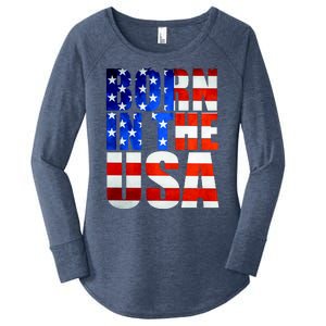 Born In The USA Flag Women's Perfect Tri Tunic Long Sleeve Shirt