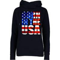 Born In The USA Flag Womens Funnel Neck Pullover Hood