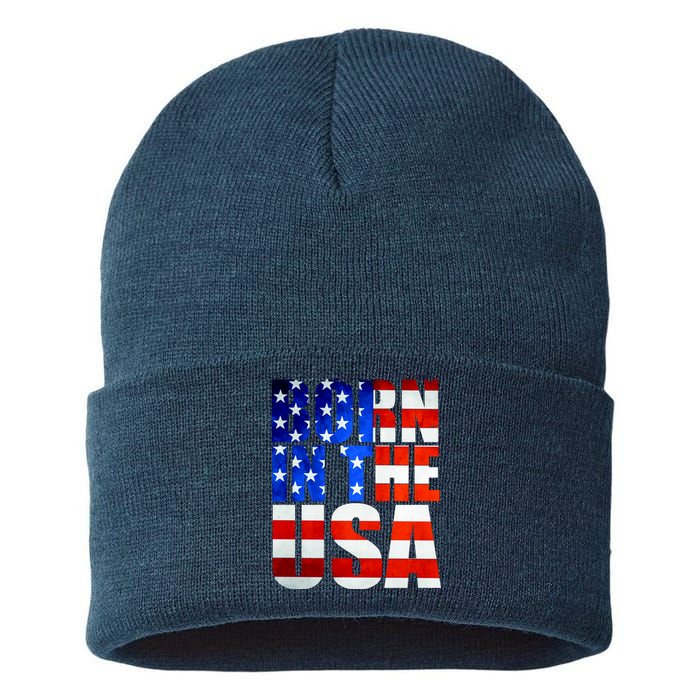 Born In The USA Flag Sustainable Knit Beanie