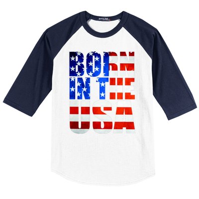 Born In The USA Flag Baseball Sleeve Shirt