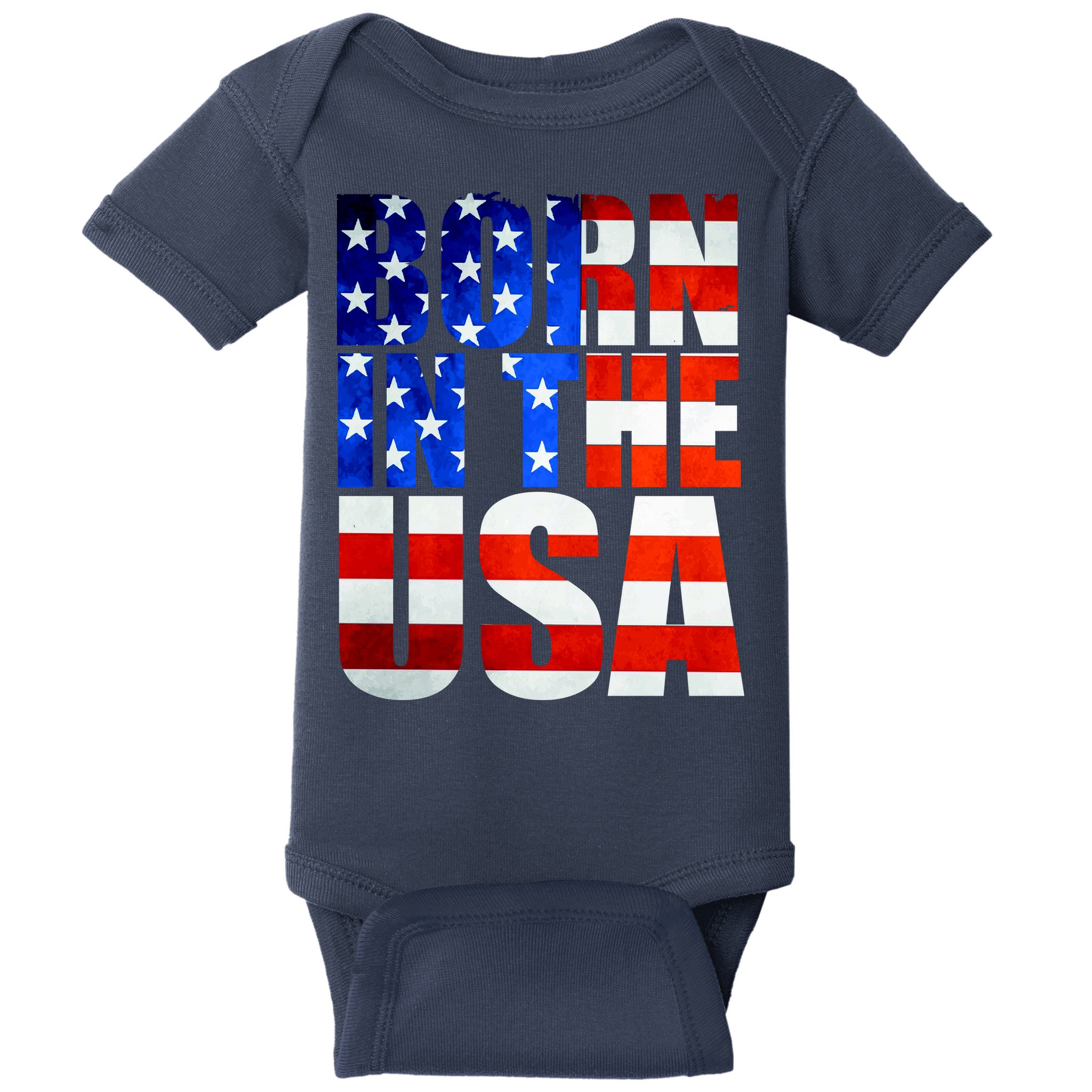 Born In The USA Flag Baby Bodysuit