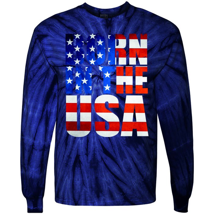 Born In The USA Flag Tie-Dye Long Sleeve Shirt