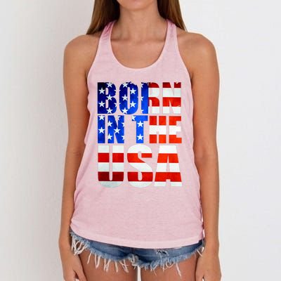 Born In The USA Flag Women's Knotted Racerback Tank