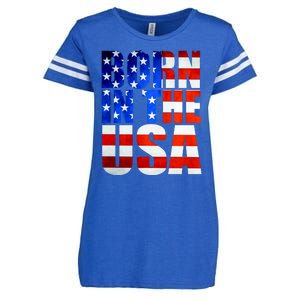 Born In The USA Flag Enza Ladies Jersey Football T-Shirt