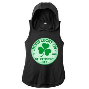 Born Lucky On St. Patrick's Day Ladies PosiCharge Tri-Blend Wicking Draft Hoodie Tank