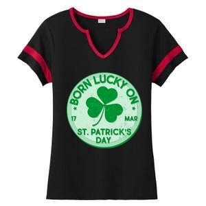 Born Lucky On St. Patrick's Day Ladies Halftime Notch Neck Tee