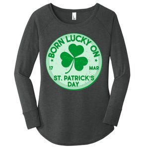 Born Lucky On St. Patrick's Day Women's Perfect Tri Tunic Long Sleeve Shirt